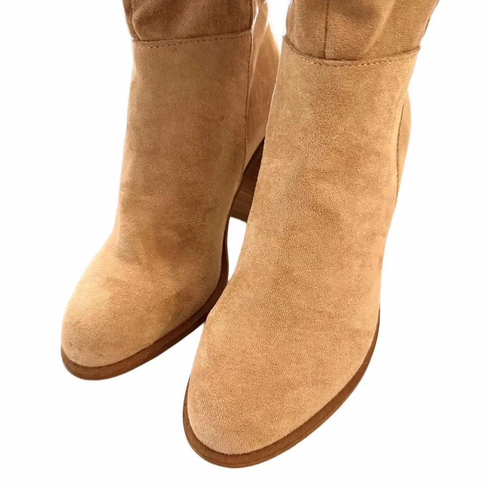 Altar’d State Angel Vegan Sand Taupe Size 8.5 Boots Knee High Stacked Heels NEW